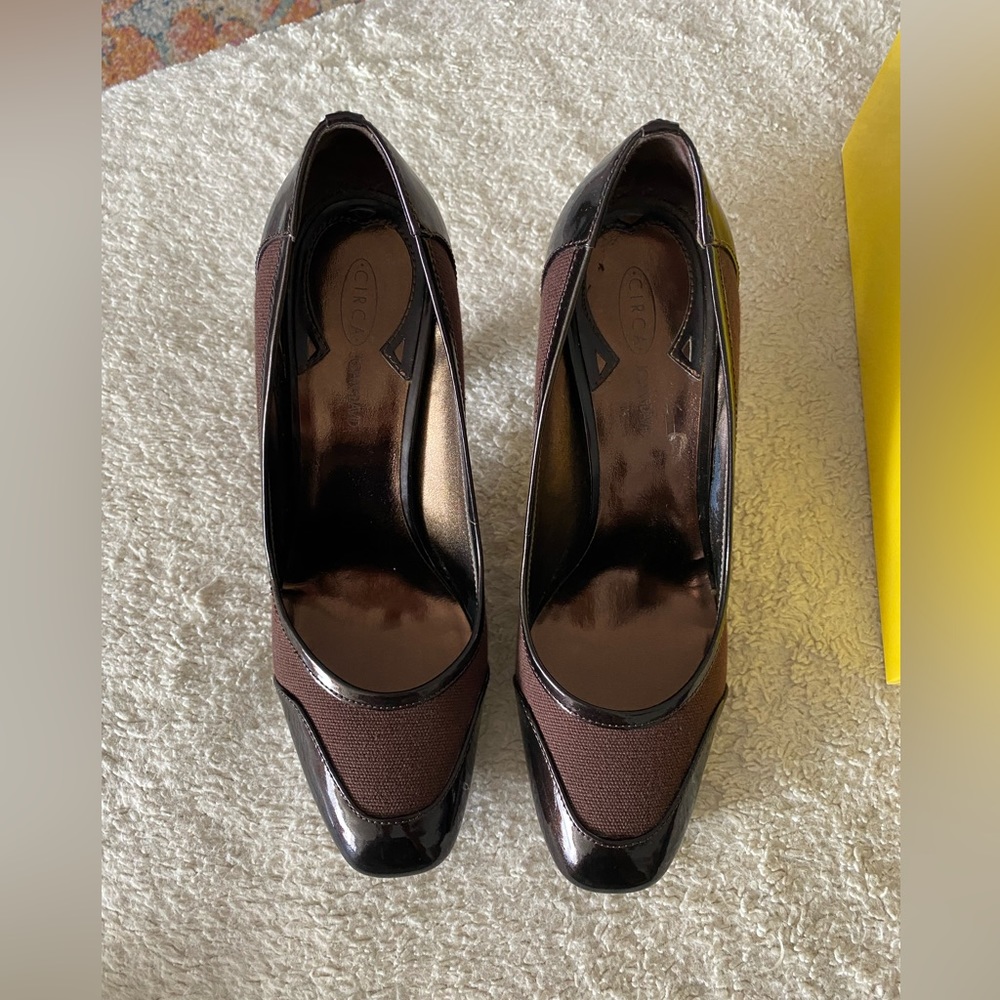 Patent Leather and Canvas Heel Circa Joan and David Size 7.5